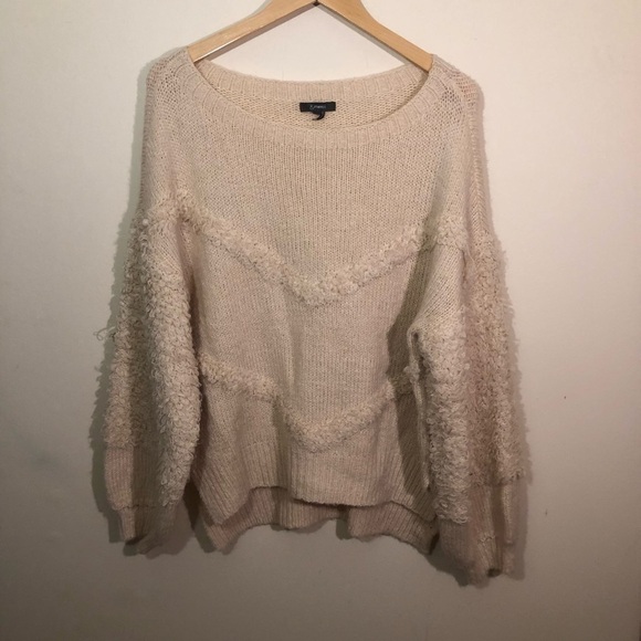 &merci Oversized Cream Furry Textured Sweater Small - Picture 2 of 6